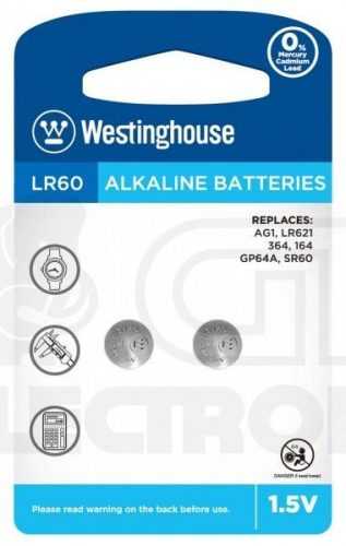 2 ks Knoflíková baterie Westinghouse LR60 (AG1