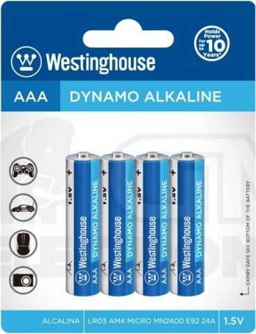 4ks Mikrotužková Baterie AAA Alkalická Westinghouse AAA (LR03