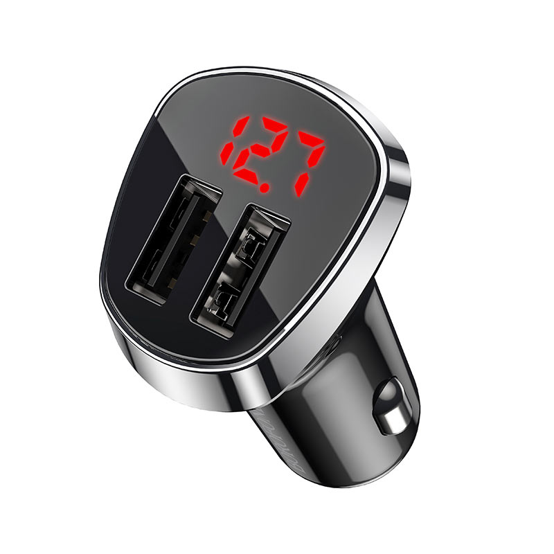 Borofone 2x USB nabíječka do auta s LED displejem 12W