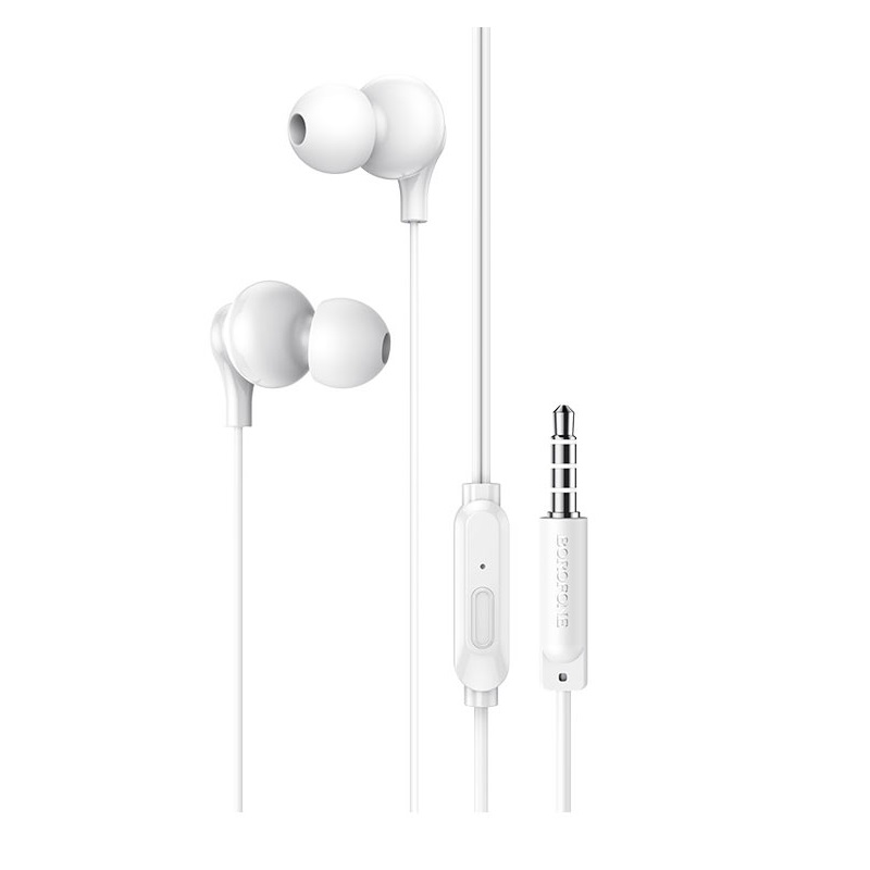 Borofone sluchátka 3.5 mm jack s mikrofonem - bílá