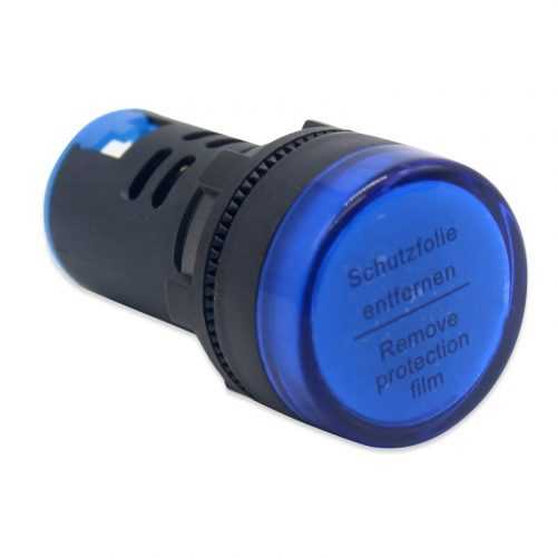 Signální LED světlo 22mm AC/DC 12V – modrá