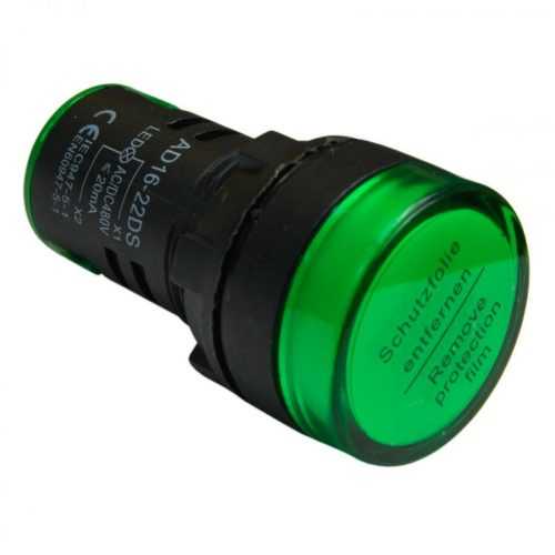 Signální LED světlo 22mm AC/DC 24V – zelená