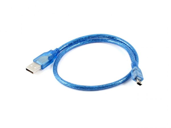 Kabel USB 2.0 A - USB B mini 0.3m - modrý