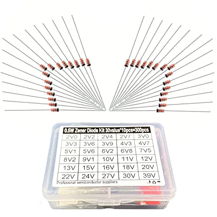 Sada Zenerových diod 0.5W 2-39V - 300 kusů