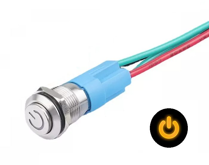 LED vodotěsný spínač 12mm s vystouplým hmatníkem