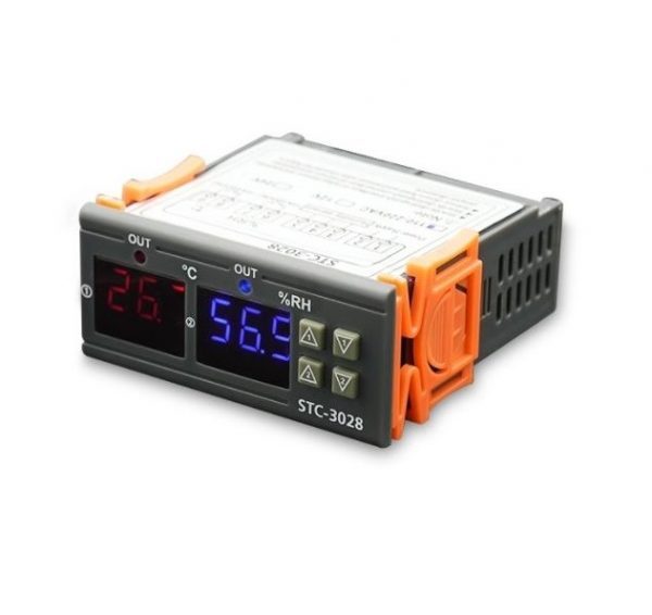 Digitální termostat a vlhkoměr STC-3028 AC230V s LCD displejem na 0 ~ +110°C
