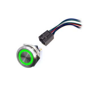 LED vodotěsný spínač 30mm s aretací - zelené podsvícení